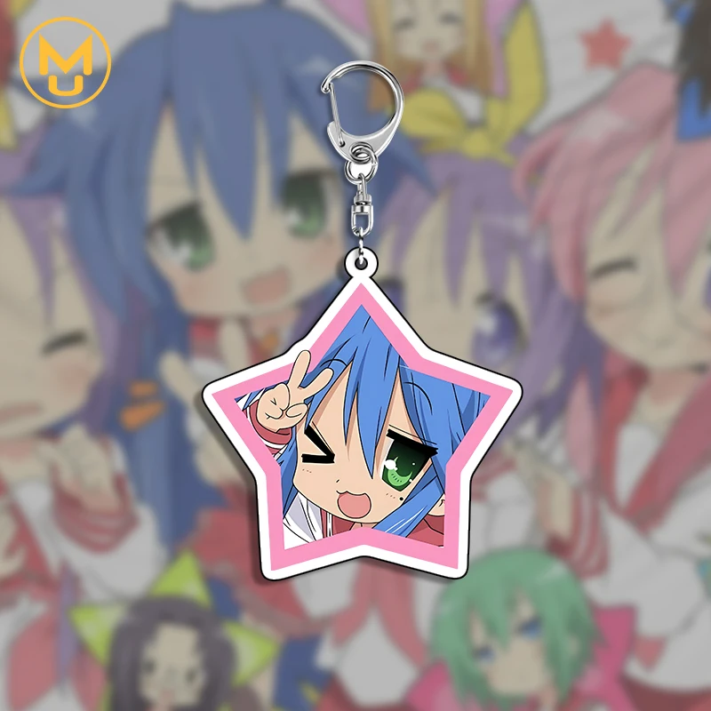 Pentagon Shaped Konata Izumi Double Sided Acrylic Keyring Innovative Decoration Giftidea Simulated Simplicity Daily Wear Jewelry