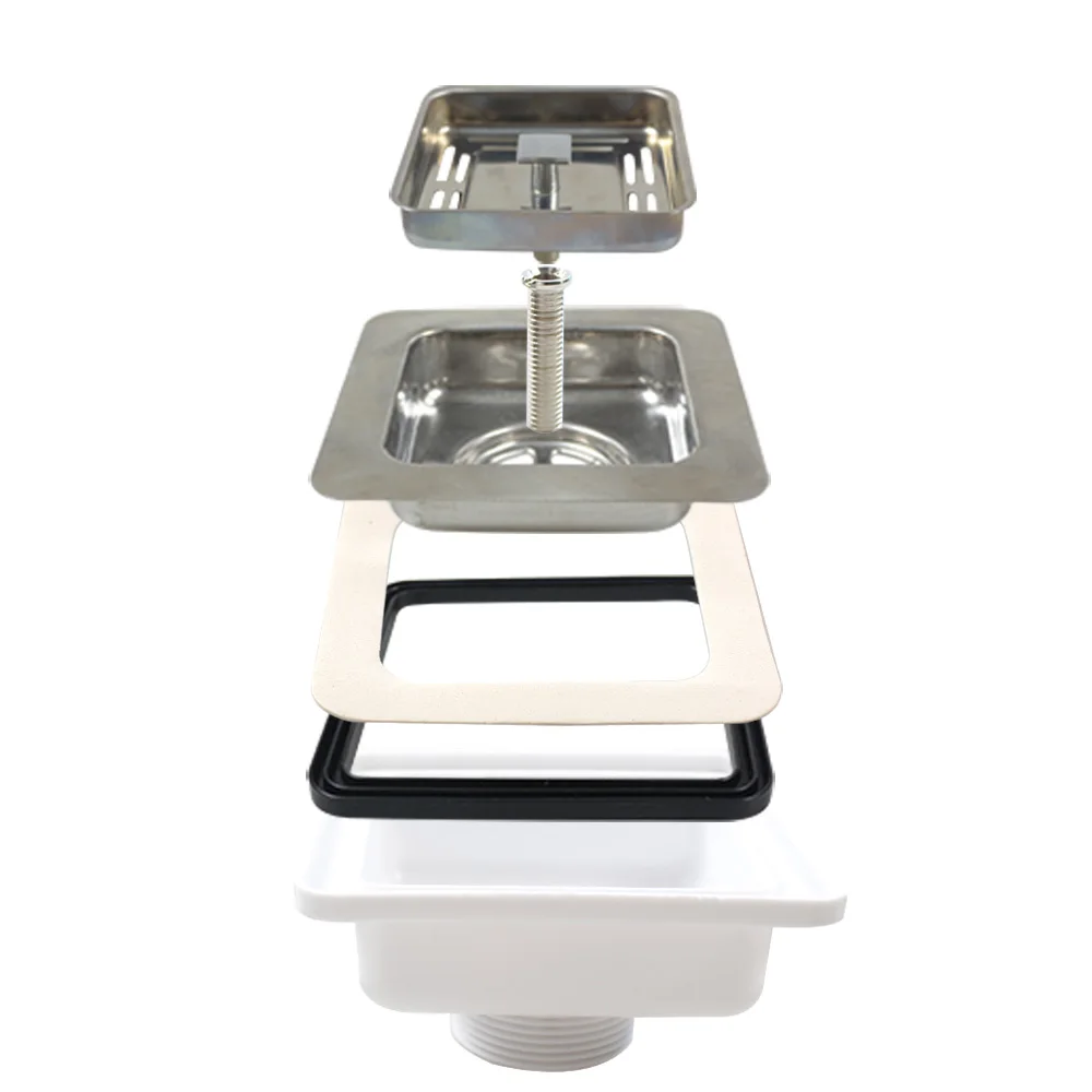 Talea Deluxe 304 Stainless Steel deodorizing Kitchen Sink Single strainer Basket Drain Set Square sink strainer