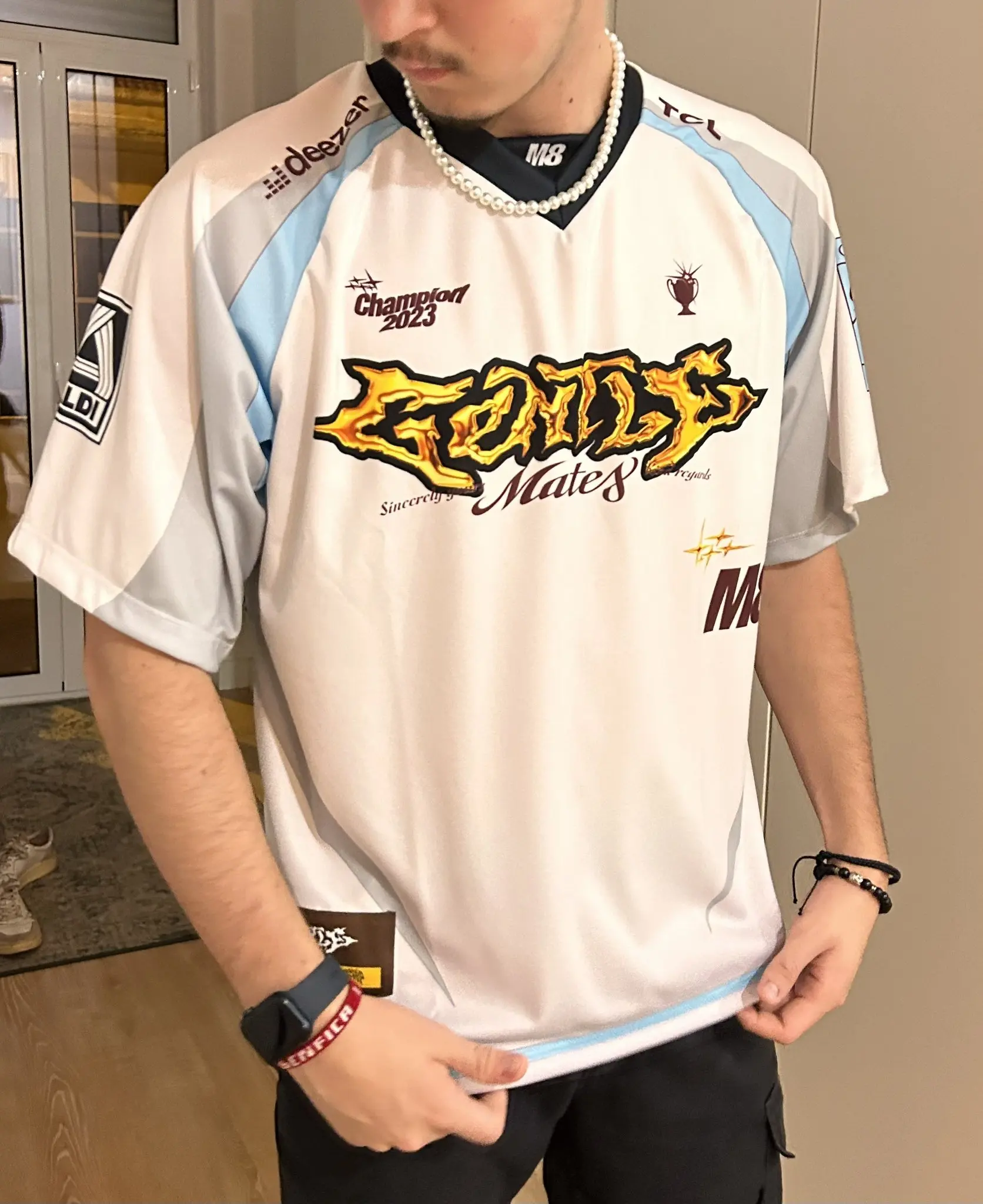 T-Shirt manches courtes col en v pour hommes et femmes, décontracté, respirant, pour enfants, e-sports, impression 3D, maillot pour Fans M8, été, 2026