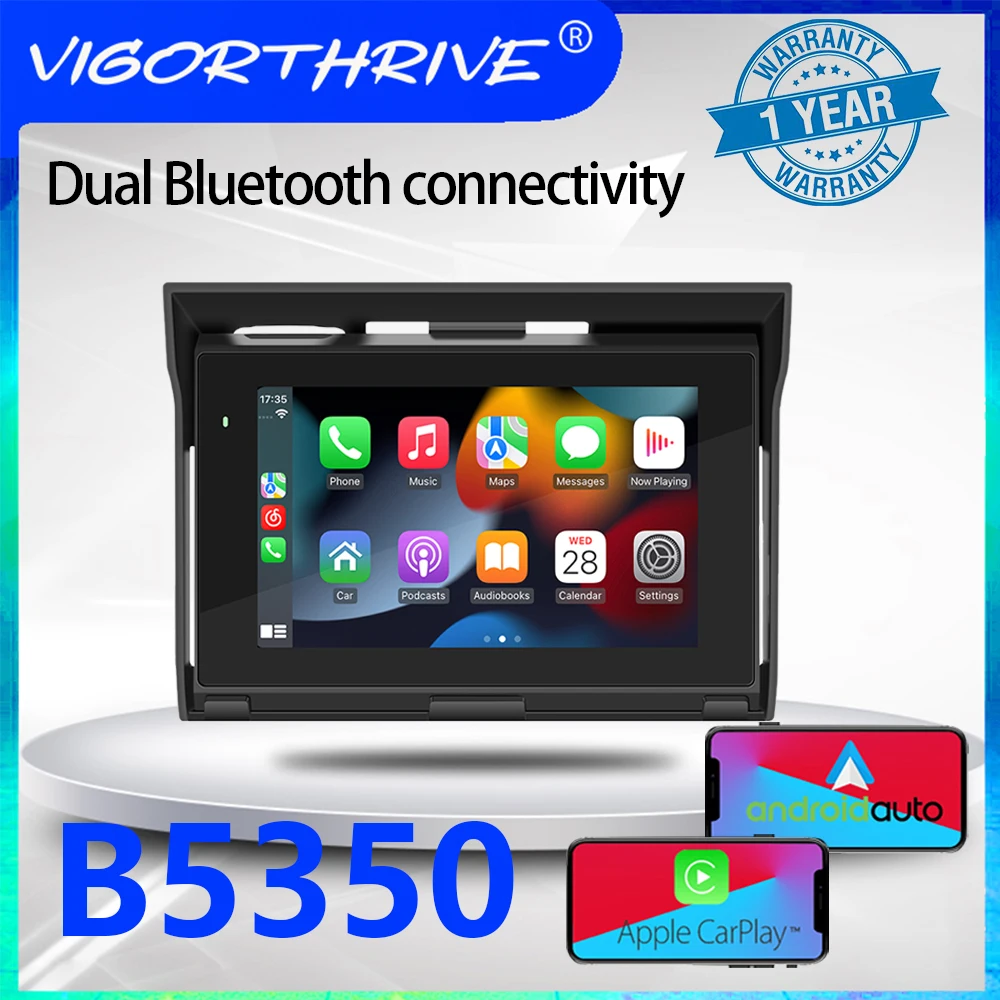 Motorcycle Portable 5 Inch MP5 Player 800x480 Display Bluetooth 5.0 Support CarPlay Android Auto Multi‑Language