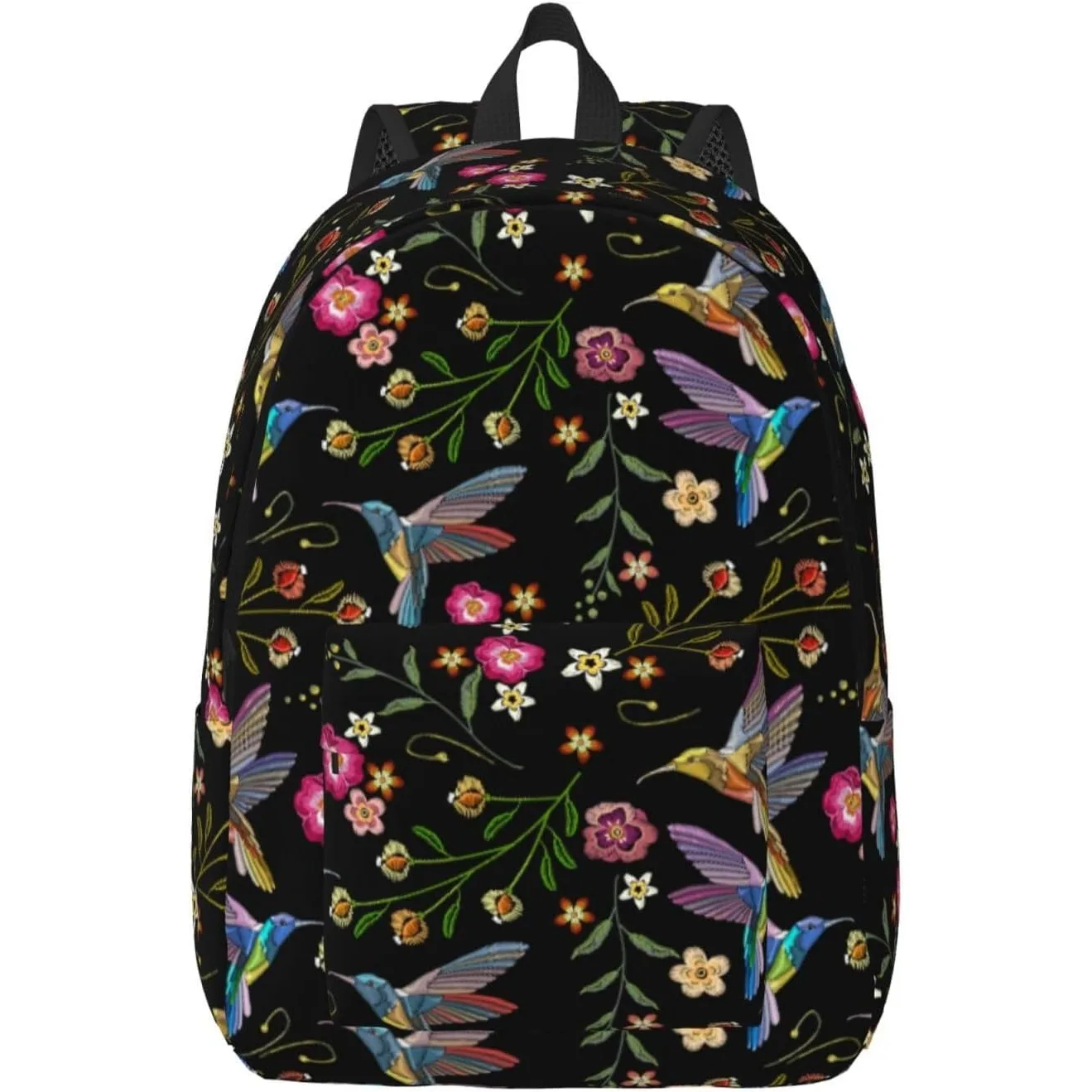 

Travel Laptop Backpack - Hummingbird Flower Pattern Canvas Backpack Computer Backpack Bag