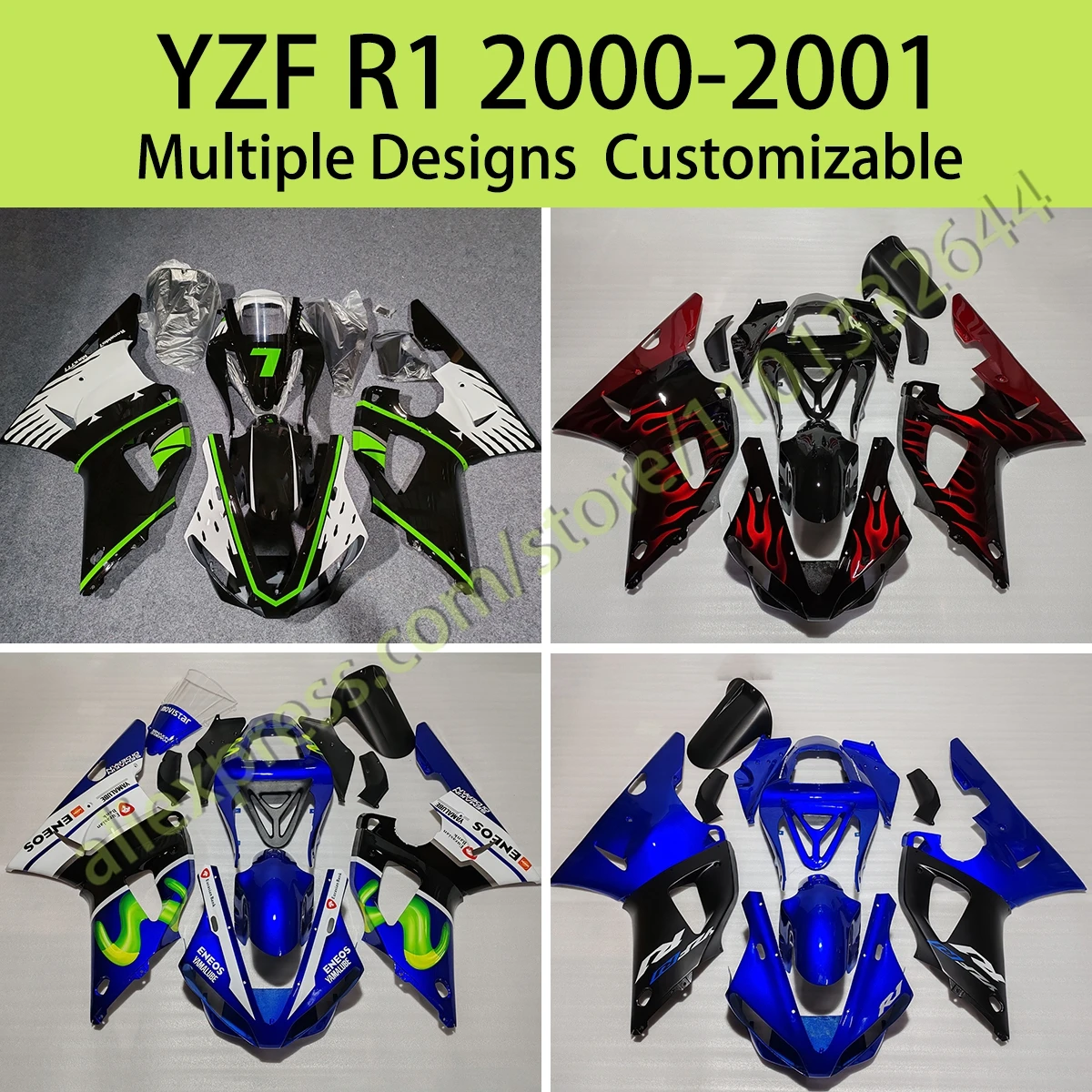 

Fairing Panel Kit for Yamaha YZF R1 2000 2001 Motorcycle ABS Plastic Body Fairings Bodywork Set YZFR1 00 01