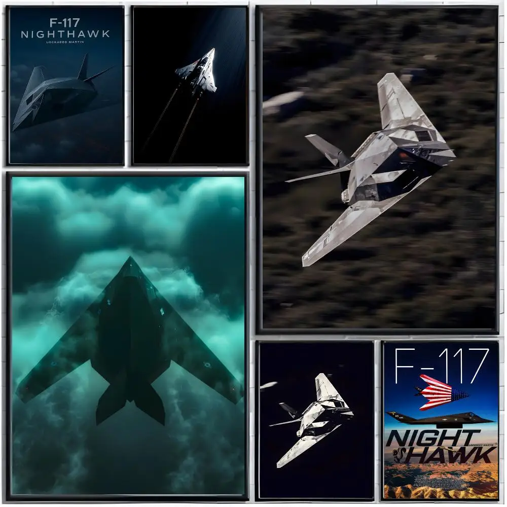 Aircraft Military F117 Nighthawk Poster Modern Wall Art Home Decor Living Room Decorative Print Unframed