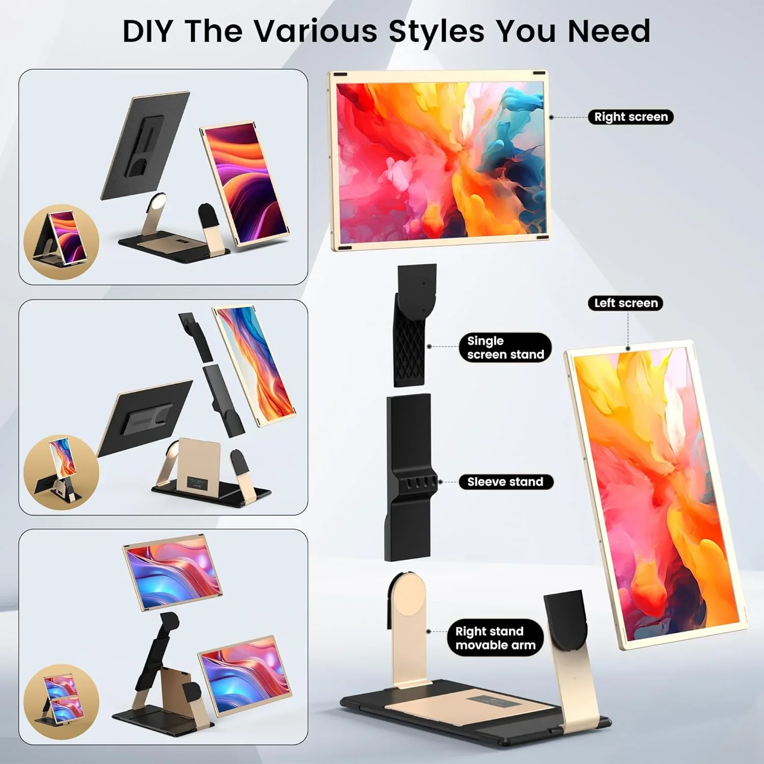 Portable Tri Screen Monitor for Laptop Triple Laptop Screen Extender 15.6