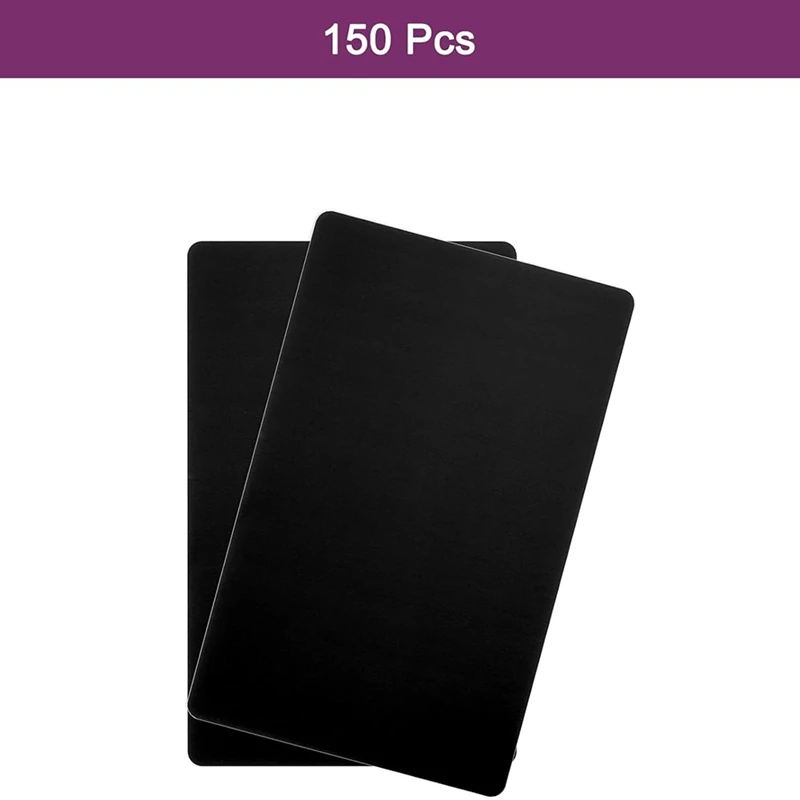 150Pcs Metal Business Card Blanks,1/64In Thick 3.4 X 2In Aluminum Laser Engraving Material for DIY Business Cards Black-A13G