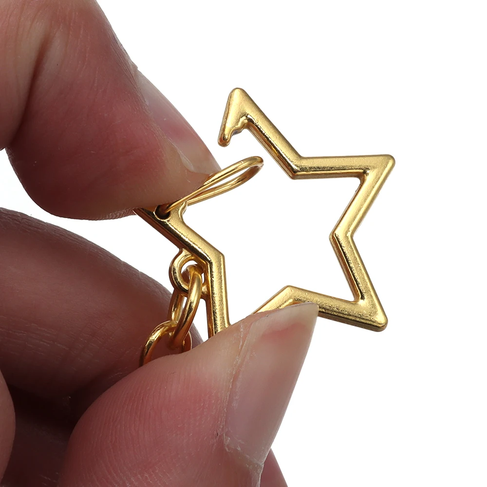 10 Stück Herz- und Sternförmige Schlüsselanhänger mit Karabinerhaken und Hängeschnalle für DIY-Bastelarbeiten, Schmuckzubehör und Geschenke – Detail 5
