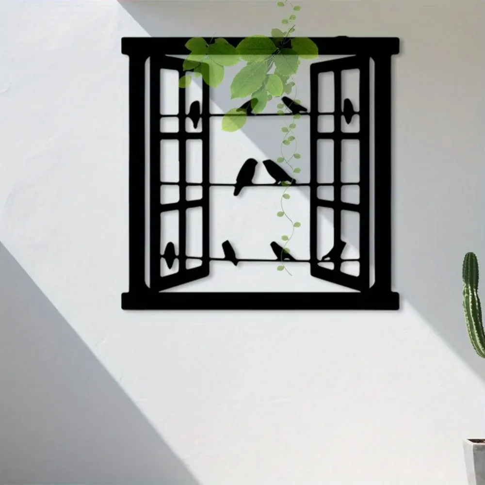 Window Iron Wall Art Mural Bohemian Style Decor Living Room Home Garden Fence Hanging Ornament Accent