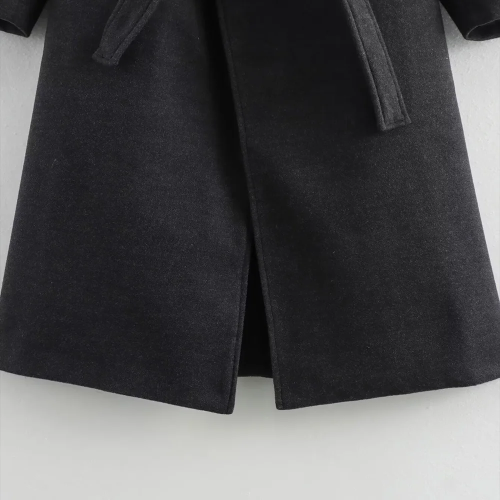 ZATT 2024 Autumn And Winter New Collection Casual Simplicity Easy Match Mature Lady With Belt Mid Long Women Dust Coat