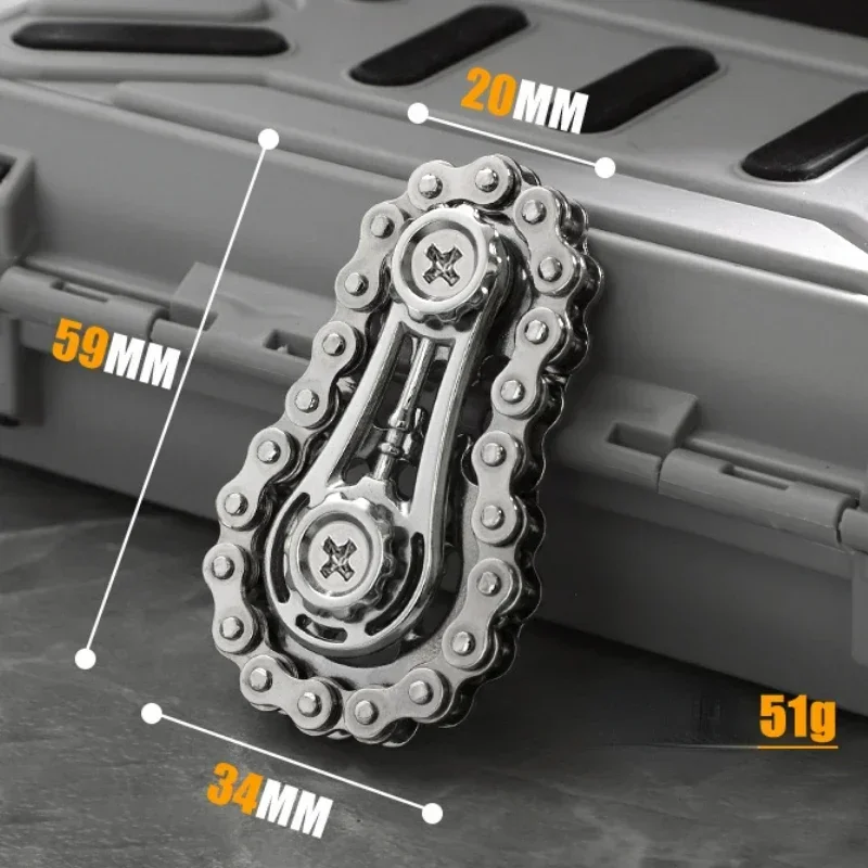 Volant d'inertie Fidget Spinner chaîne dent roue à main chaîne d'engrenage liaison métallique rouleau rotatif créatif EDC jouets Gyroscope du bout des doigts