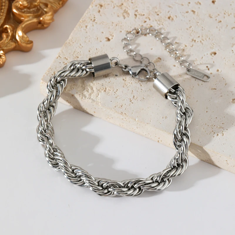 EILIECK 316L Edelstahl Dicke Gedrehte Metallkette Halskette Armband für Damen 18K Vergoldet Wasserdichtes Schmuckset – Detail 17