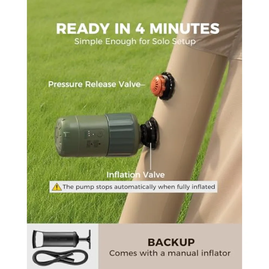 خيام قابلة للنفخ للتخييم 24 شخص خيمة تخييم سهلة الإعداد مع مضخة يدوية أوتوماتيكية خيمة تفجير مقاومة للماء للعائلة O #2