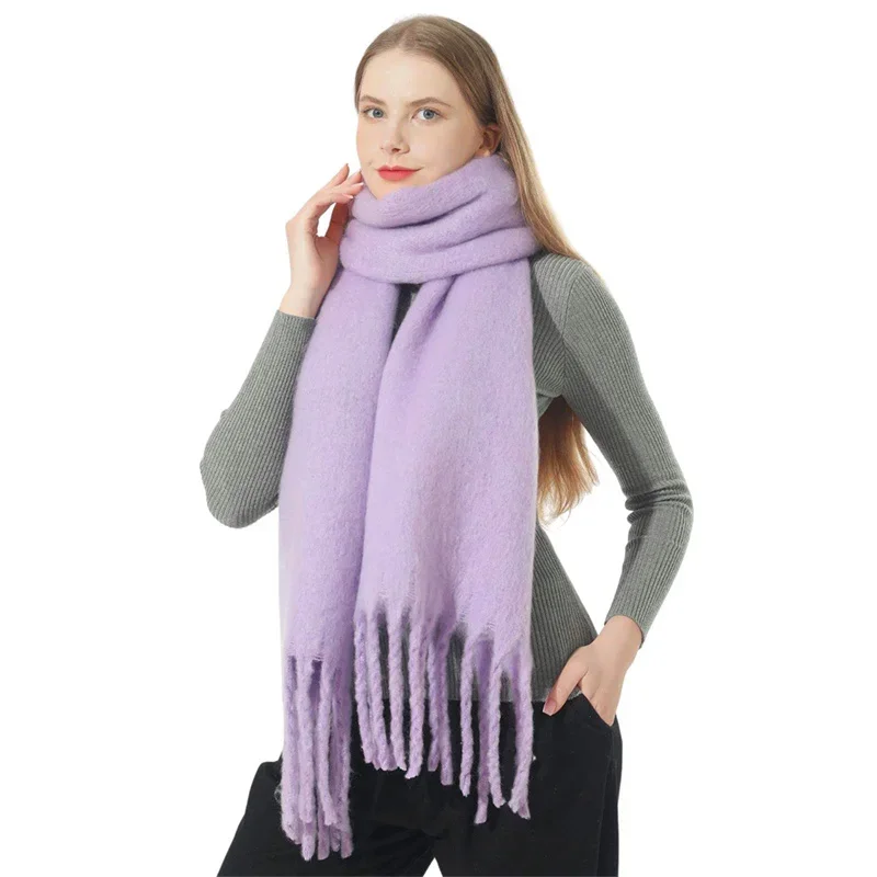 Solid Colors Fashion Luxury Brand Thicken Scarf Women Cashmere Shawls Winter Warm Scarves Soft Pashmina Neckerchief Hijab