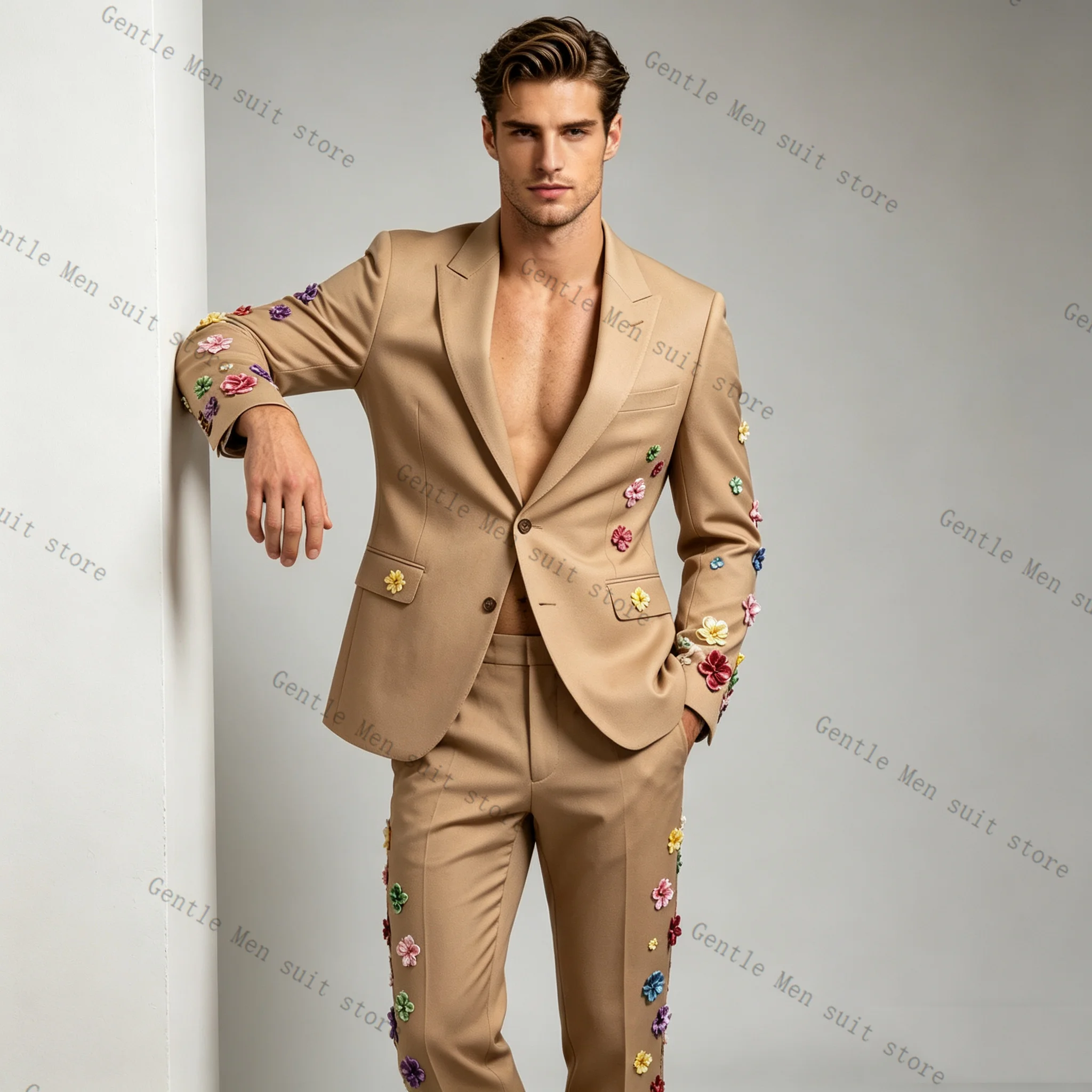 ชุดสูทผู้ชายสีกากี 2 ชิ้น เสื้ - Khaki Formal Wear Men บทวิจารณ์และราคา