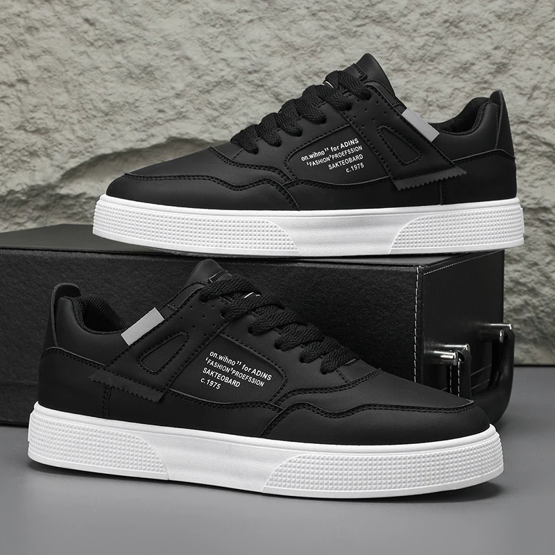 

Men's plus size thick sole casual shoes Four Season students white shoes fashion youth flat shoes soft sole outdoor walking shoe