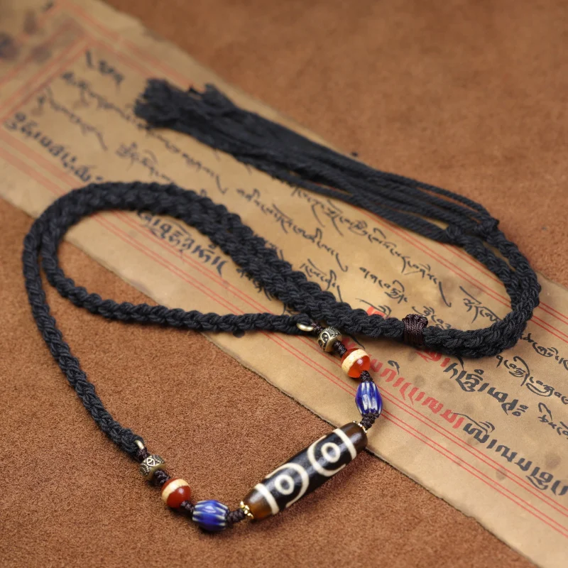 

Стильная цепочка на ключицу из бисера Дзи, плетеная веревка ручной работы, ожерелье из тибетского ваджрного колокольчика, аксессуары из агата