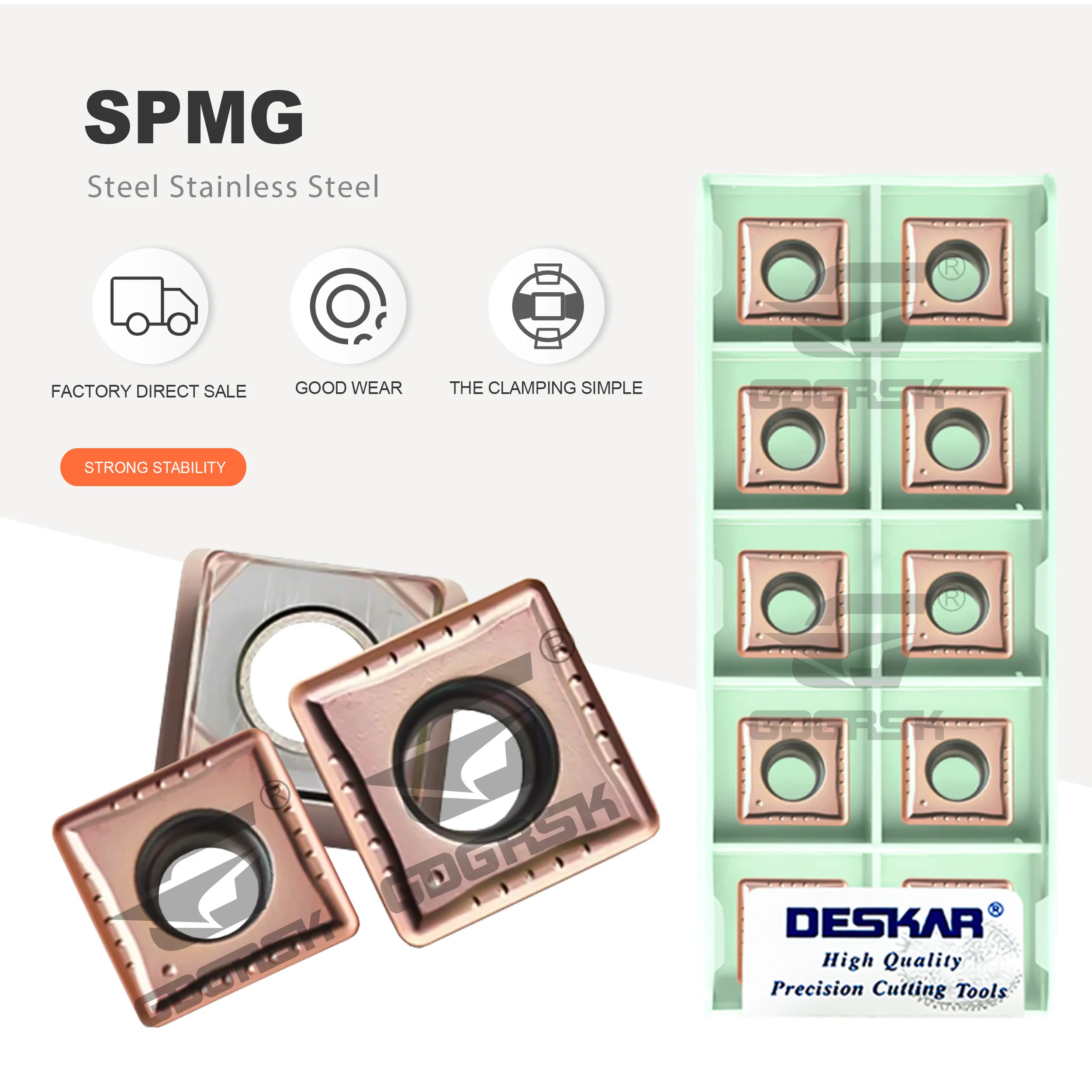 

Твердосплавные токарные пластины DESKAR SPMG050204/060204/07T308/090408/110408/140512-PG LF6118 для U-образных сверл, серия SPMG, для нержавеющей стали