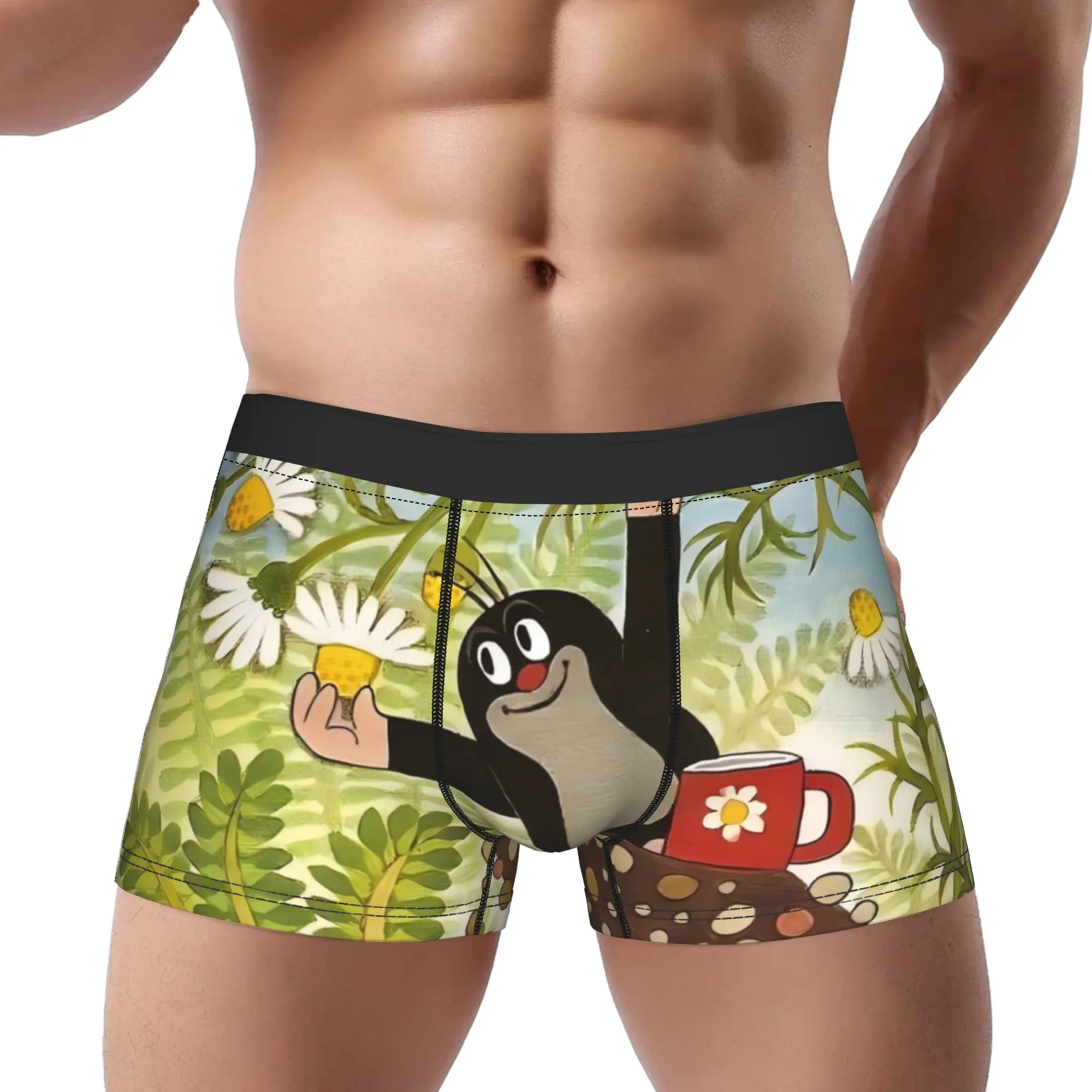 Little Mole Underpants Breathbale Panties Men's Underwear Little Mole Print Shorts Boxer Briefs