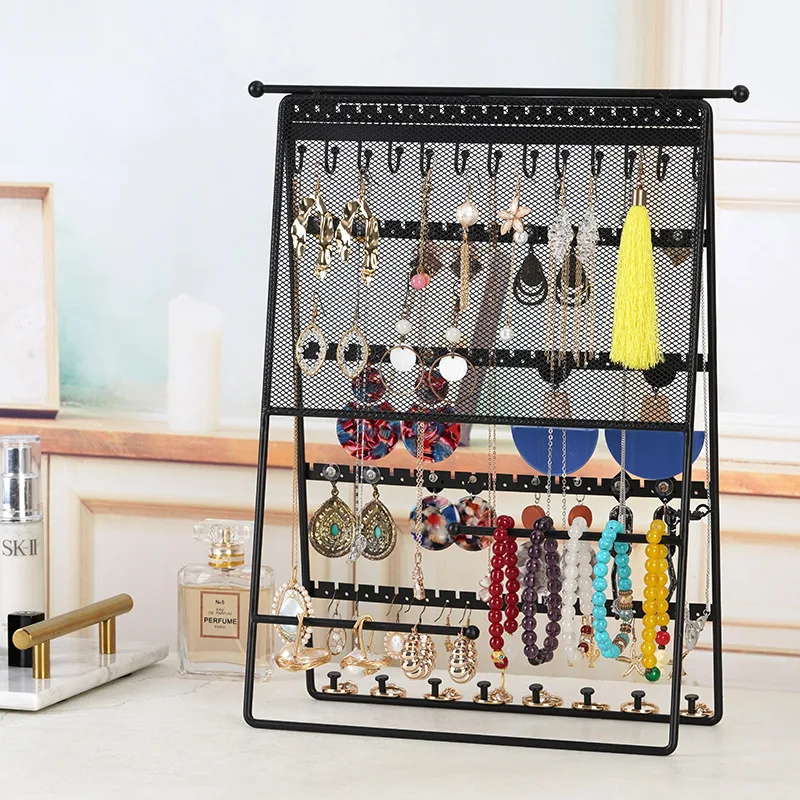 

Jewelry Foldable Display Stand Earrings Necklace Ring Jewelry Display Tray Storage Racks Organizer Holder Make Up Decoration