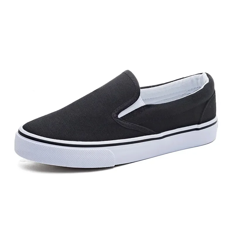 Solid Color Canvas Slip-on Shoes Anti Slip Outdoor Soft Soled Thick Bottom Flat Shoes Fashion Round Toe Comfortable Breathable