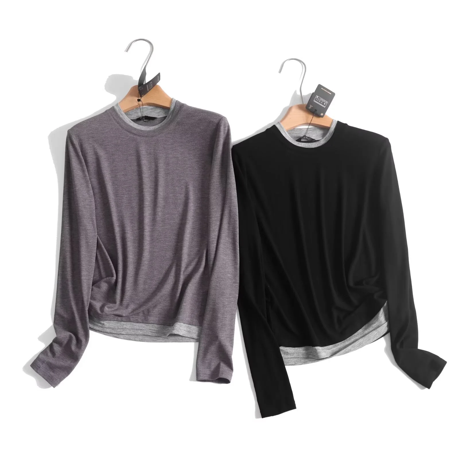 

2025 женская лоскутная хлопковая футболка с длинным рукавом, женский топ 6d008