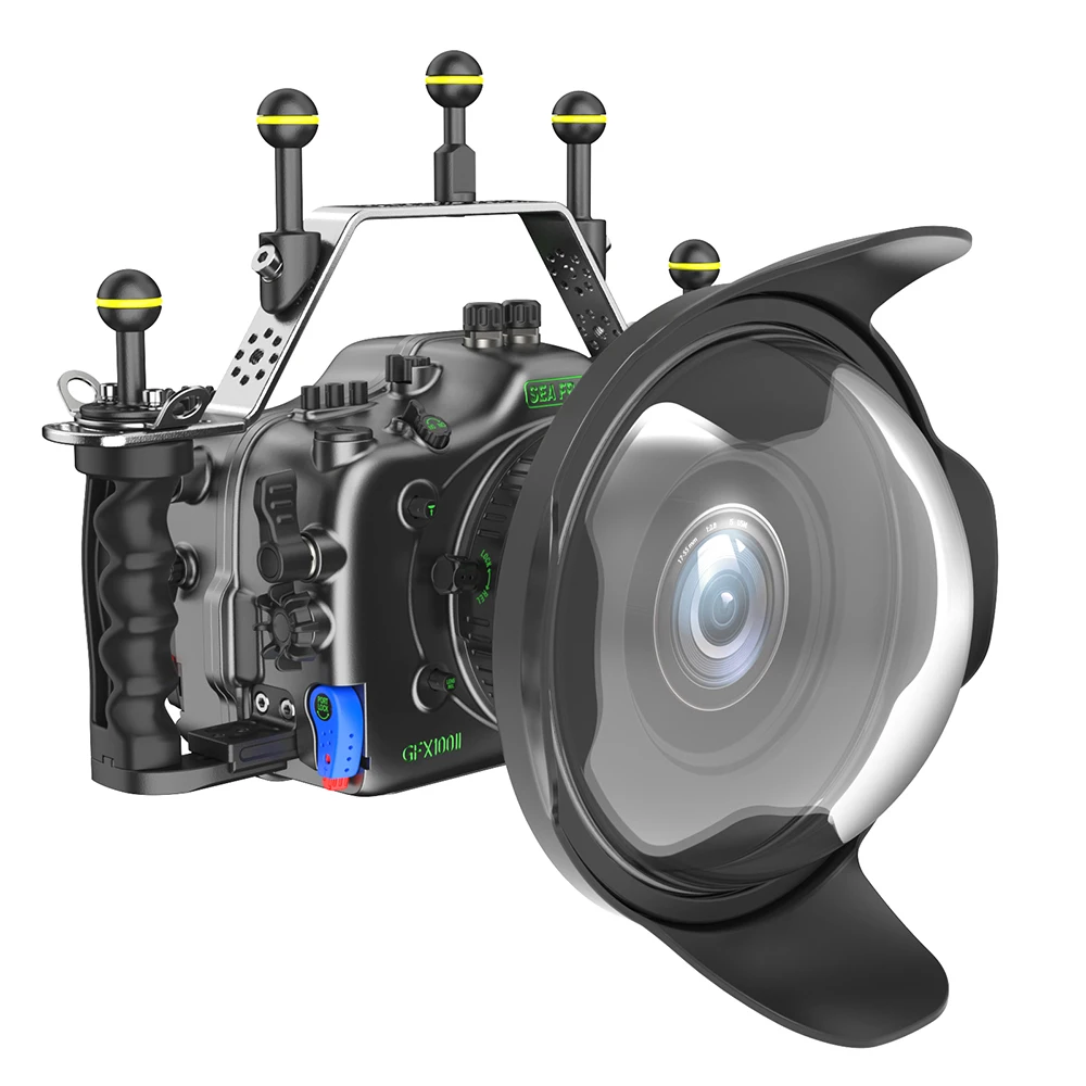 Seafrogs terno quente profissional 100m habitação da câmera à prova dwaterproof água liga de alumínio caso da câmera para fuji gfx100ii caso subaquático