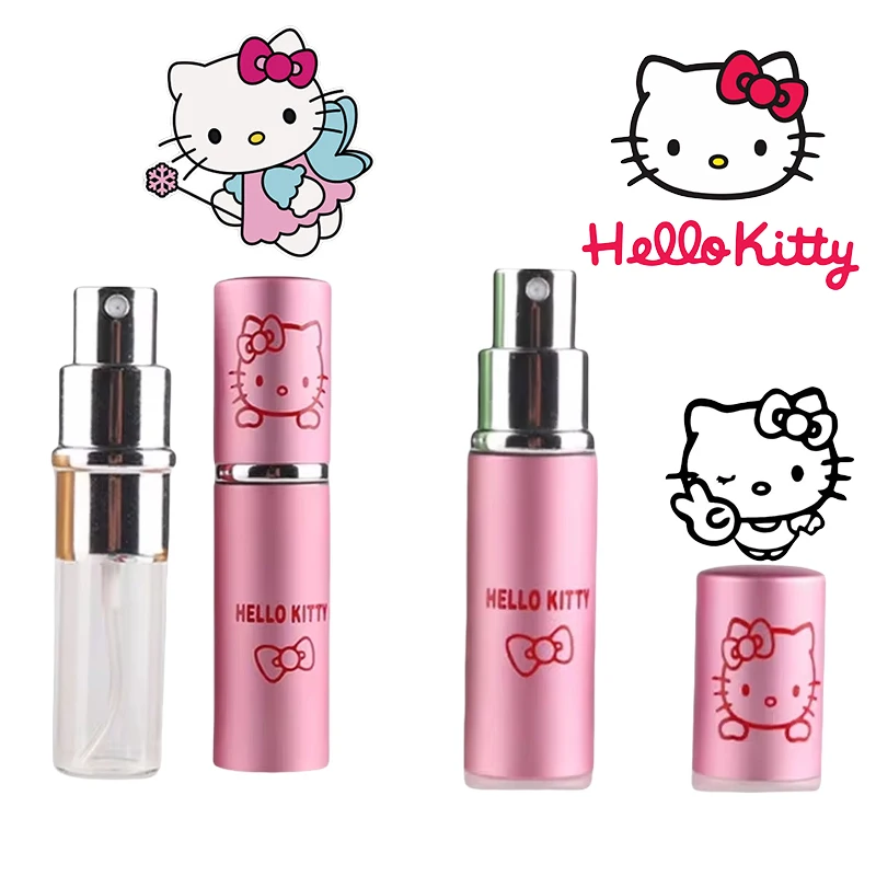 10ml Sanrio Hello Kitty Perfume Bottle Portable Mini Refillable Spray Jar Scent Pump Empty Cartoon Pattern Cosmetic Containers