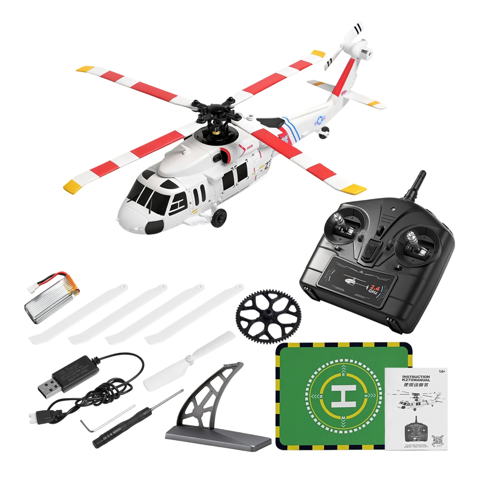 

New K270 Remote Control Helicopter 2.4G 6-Axis Gyroscope 4-Channel Altitude Hold Optical Flow Brushless RC Helicopter Toy