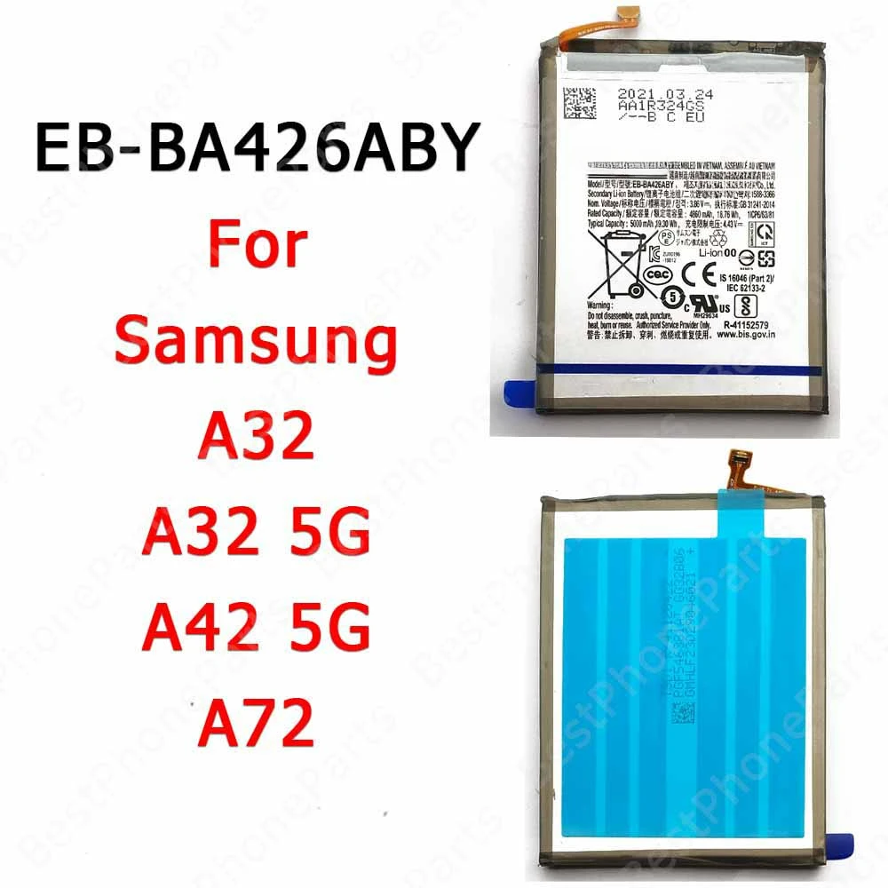 Battery For Samsung Galaxy A32 A42 5G A72 Replacement Li-ion Bateria 5000 mAh EB-BA426ABY Cellphone Spare Parts