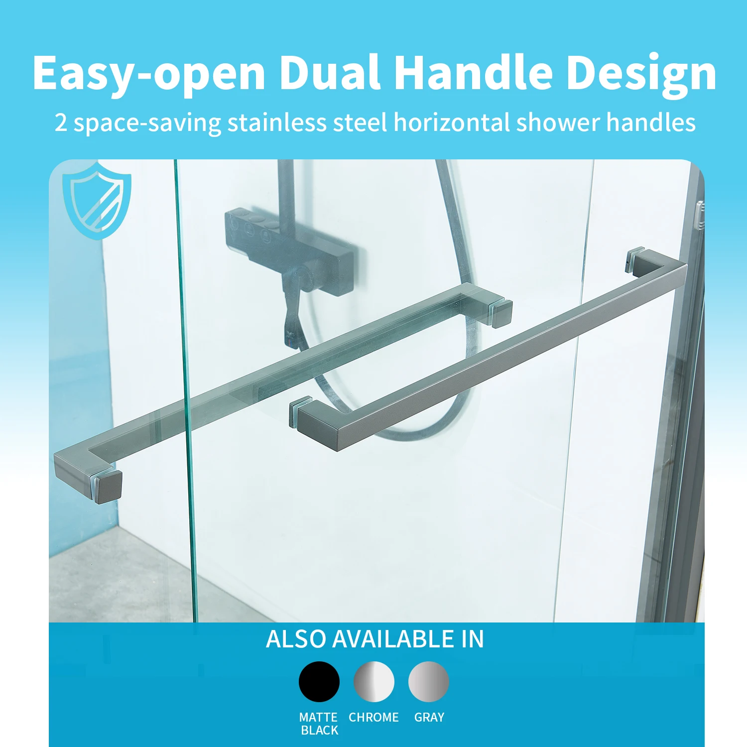 K01Aluminum   Bathroom Shower Enclosure Straight Clear Tempered Glass Sliding Shower Door waterproof seal and hadle Hotel