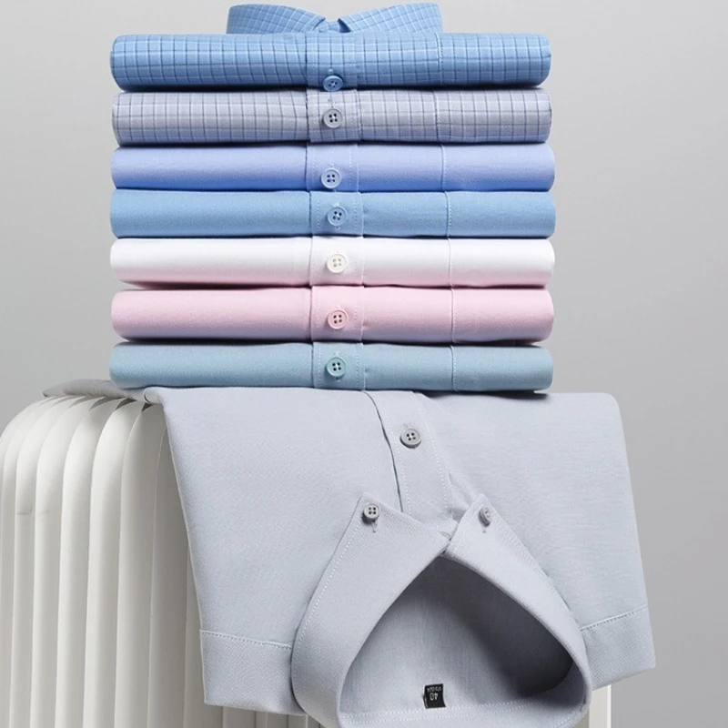 S-4XL Modal Formal Office Work white shirts Men High-end Anti-Wrinkle Men's Shirt Long Sleeves Slim Fit Camisa Social Business