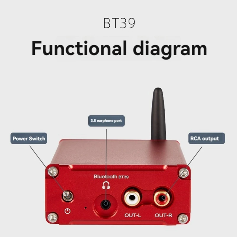 Lossless HIFI Decoder QCC5125 ES9039Q2M HD Bluetooth 5.0 Wireless Receiver Adapter Decoding DC12V Gray