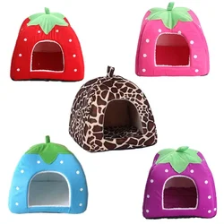 Cute Strawberry Pet Dog Cat House Foldable Warm Soft Winter Dog Bed Sofa Cave Puppy Dog House Kennel Nest For Small Dogs Cats