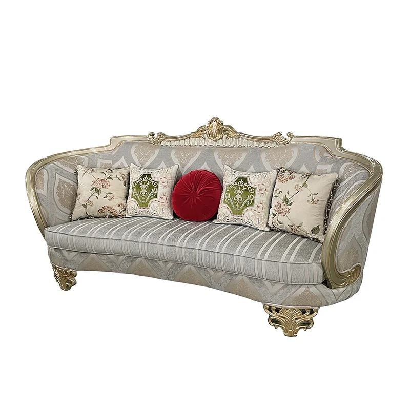 European style cloth sofa 123 combination light luxury simple European neoclassical solid wood carved detachable and washable so