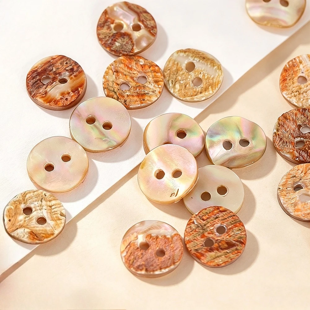 20pcs Genuine Abalone Shell Buttons Round Natural Mother of Pearl Iridisdent Button Clothes Sewing Craft Scrapbook Embellishment