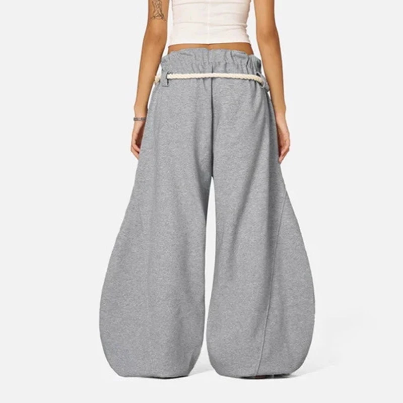 الرجعية الأمريكية الرباط السراويل الرياضية الخريف الشتاء نمط القلب Y2K واسعة الساق فضفاضة Sweatpants غير رسمية