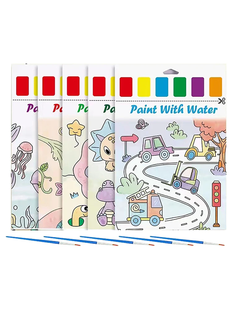 5 Packs Painting Paper Family Activities Gift Water Colouring Book 40 Sheets For Childrenfor MagicVehicle Entertainment Crafts