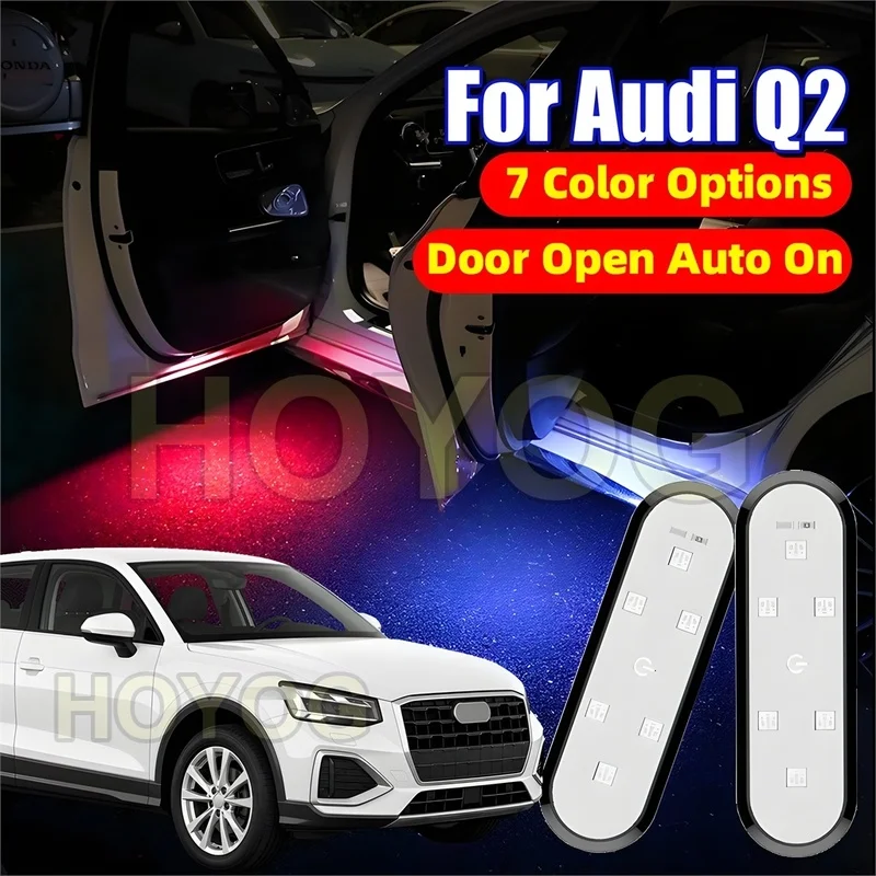 Fit for Audi Q2 2016-2026 USB Rechargeable Wireless 7-Color Car Door Courtesy Light with a Magnetic Sensor
