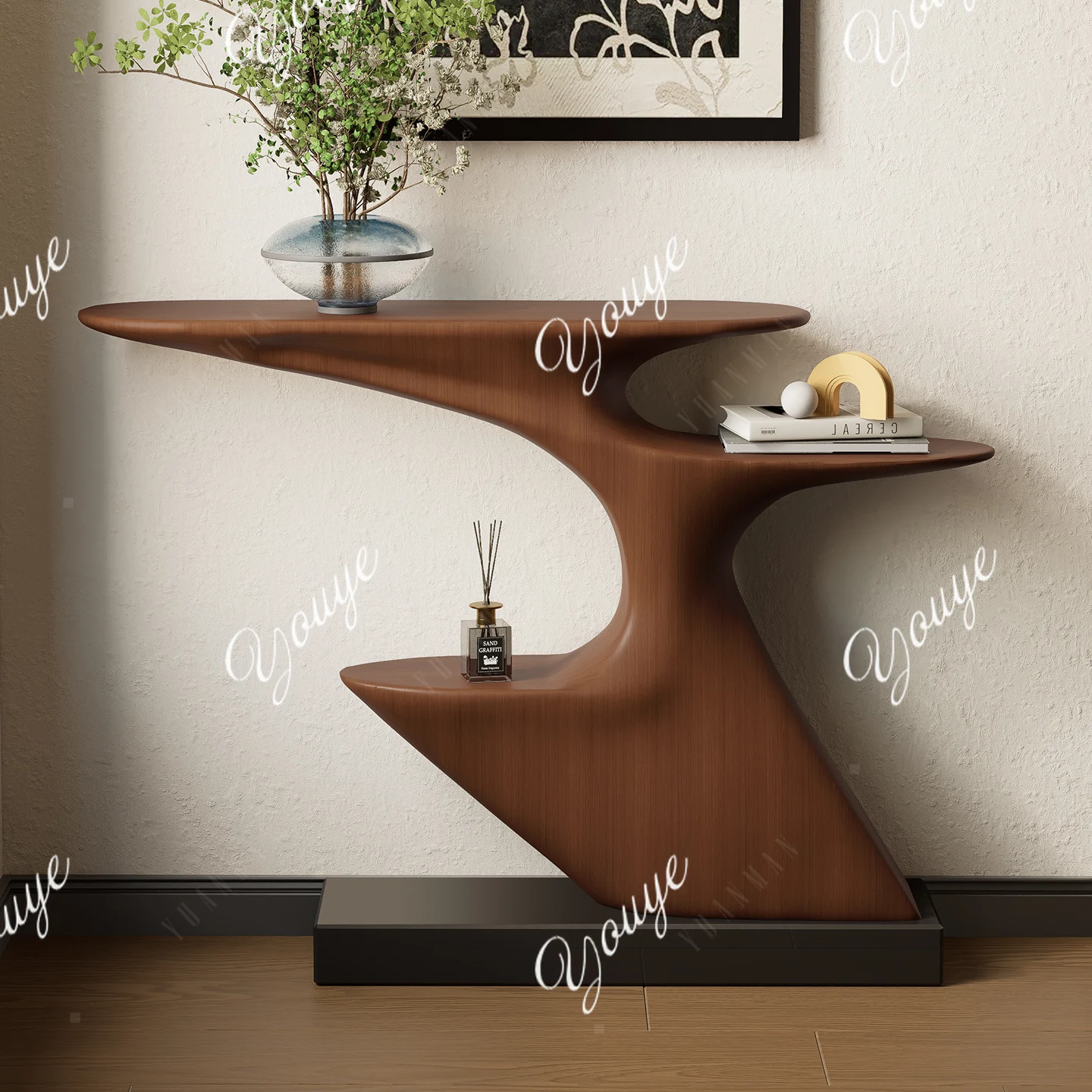 

Solid wood entrance table designer simple art entrance door corridor new Chinese style wall view table