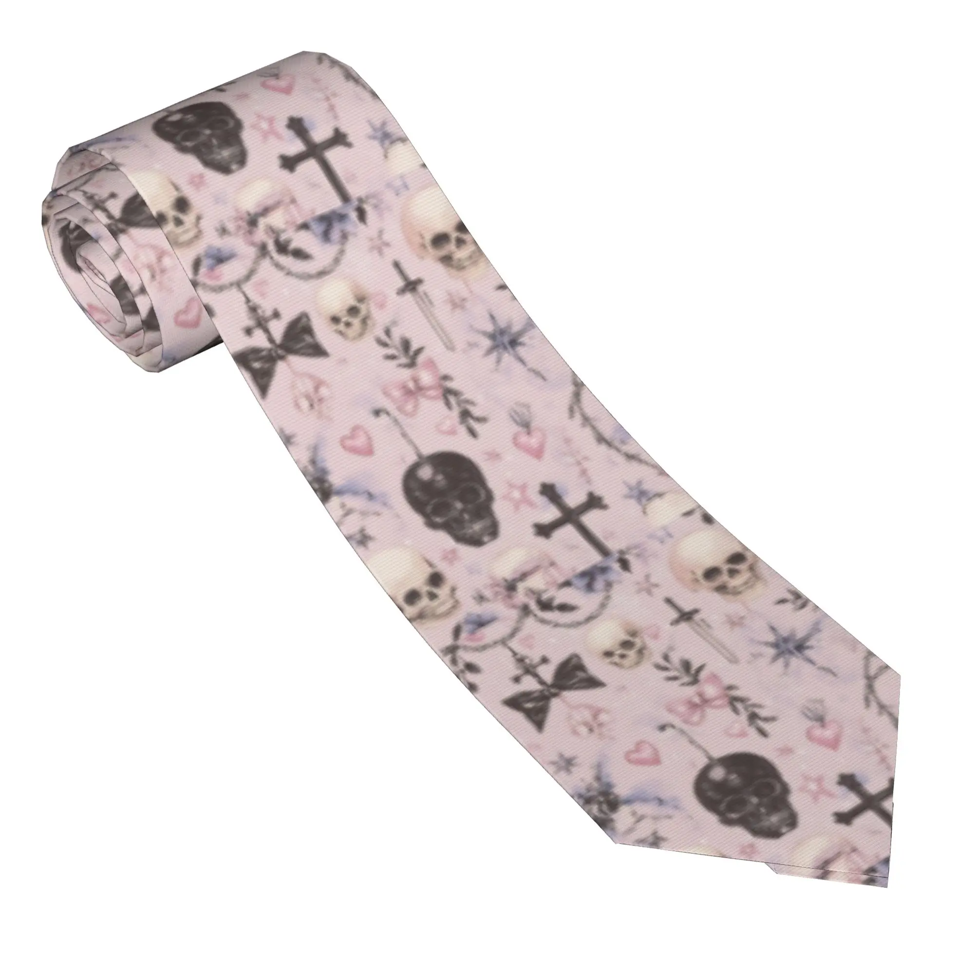 Halloween Gothcore Neckties Men Women 8 cm Witchy Cross Neck Tie for Men Silk Narrow Shirt Accessories Gravatas Wedding Office