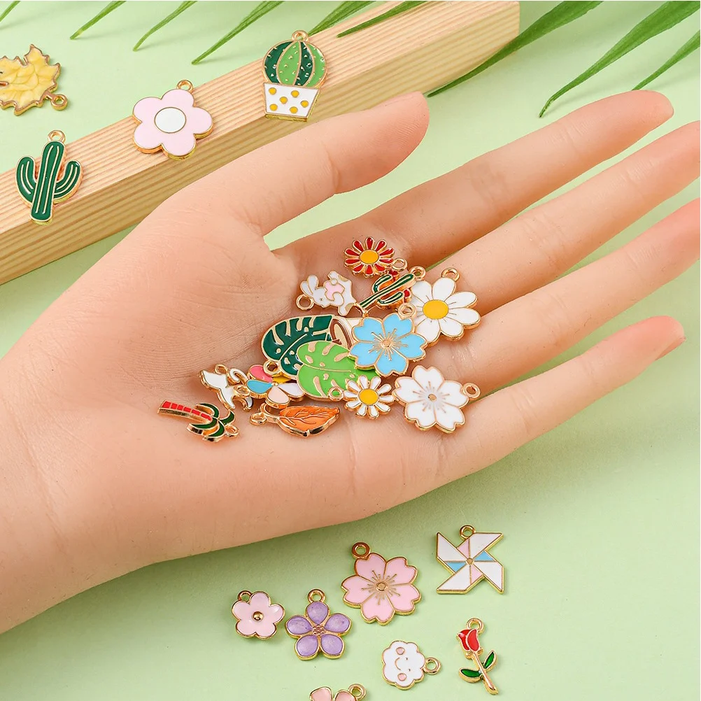 

30 шт. красочные растения цветы подвески из сплава подвески DIY изготовление ювелирных изделий серьги ожерелье браслет фурнитура поставки