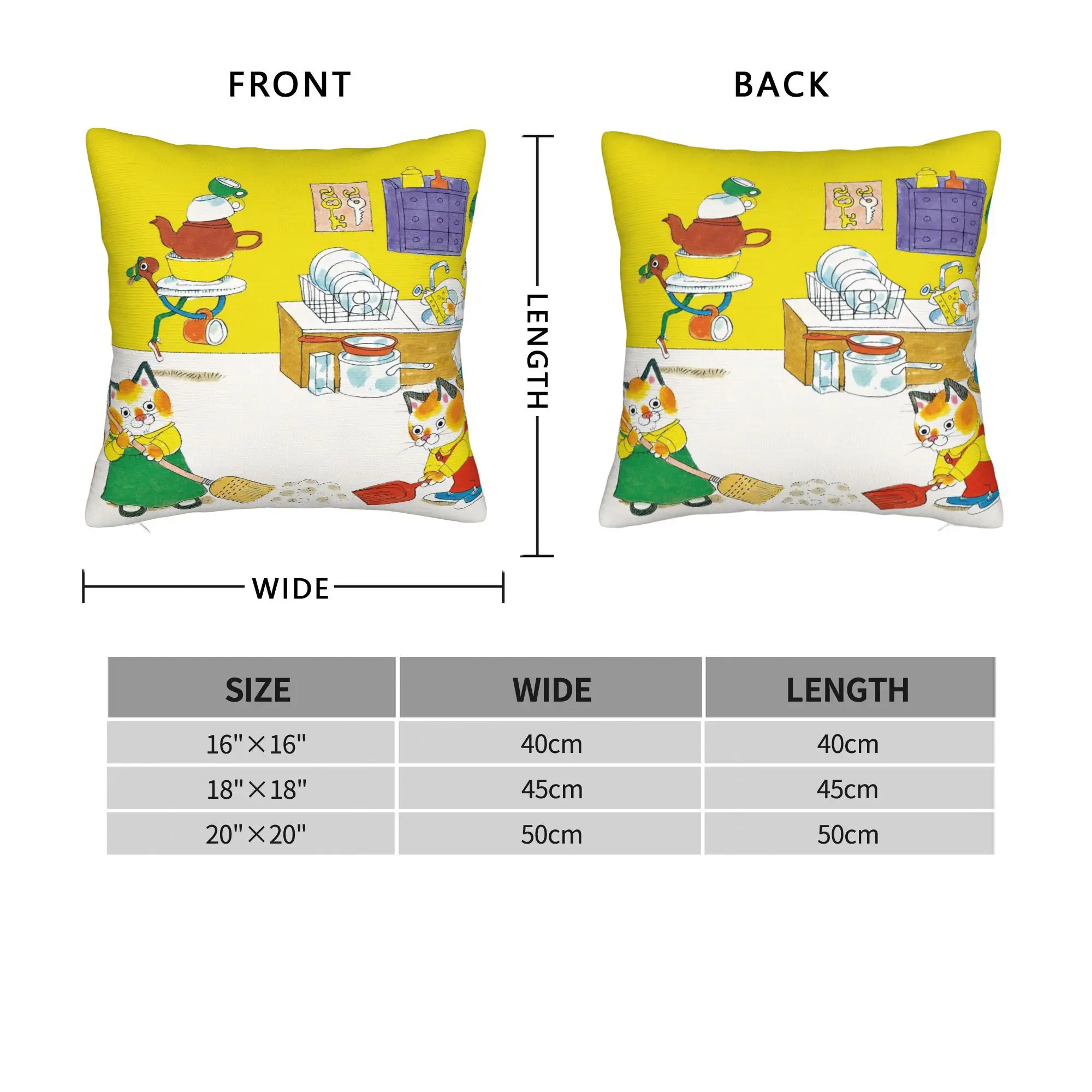 Richard Scarry Pillowcase with Zipper Closure - Machine Washable Suitable for Sofa, Bed, Patio & Outdoor Decor - Iconic Richard Scarry' Universe for Rooms,, Living Room Home Accent