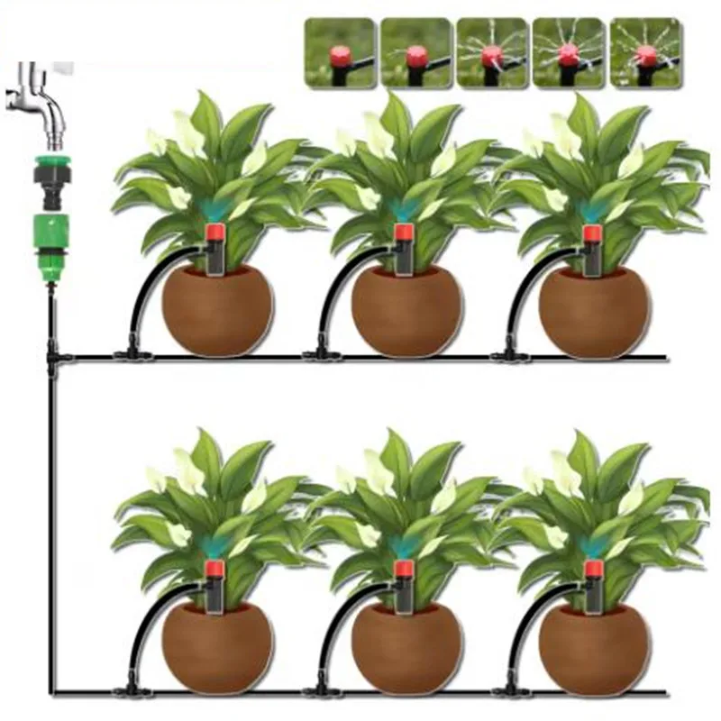 Garden Drip Irrigation Automatic Watering System Kit 1/4'' 18CM Sprinkler for Bonsai Pot Plant Flower Vegetable Greenhouse
