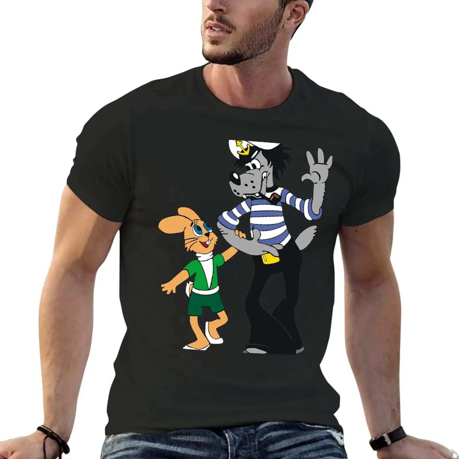 

cartoons wolf and rabbit T-Shirt anime clothes essential t shirt shirts graphic tees vintage t shirts for men cotton