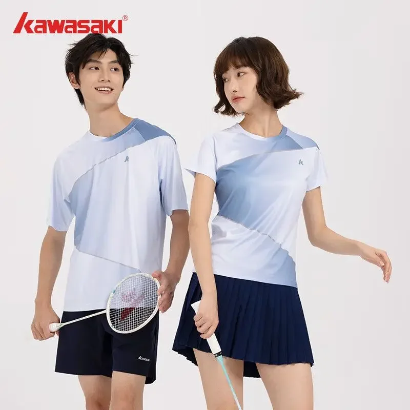 Short Sleeve Badminton Clothing for Men and Women, Kawasaki XingHe B1963, Team Competition, Male and Female Couple