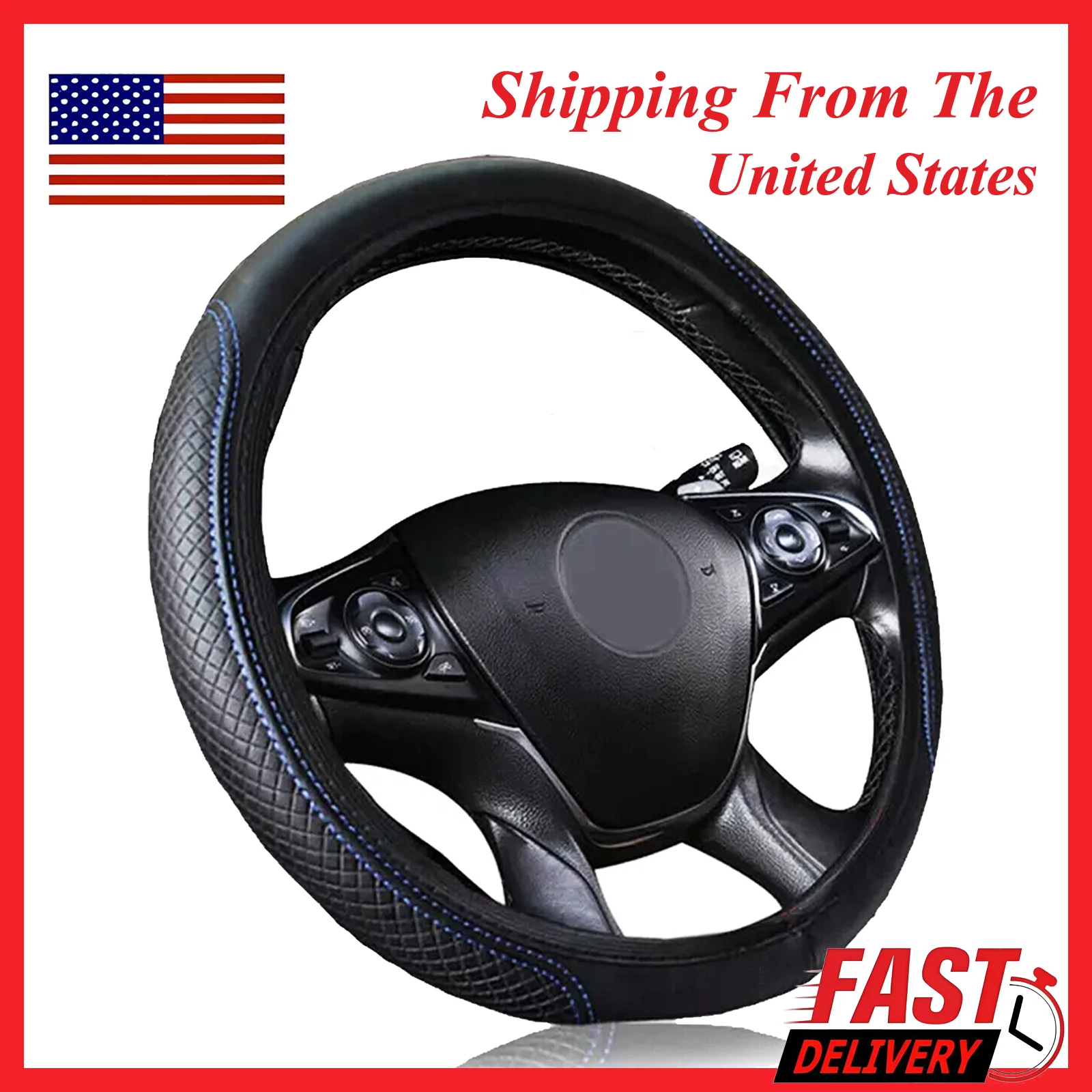 Automotive All Season Universal Steering Wheel Cover Artificial Leather Embossed Wear Resistant Elastic Automotive Interior