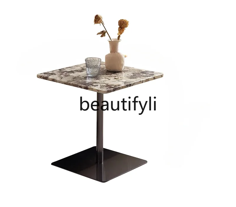 Brazil imported natural marble edge table simple modern creative luxury stone small coffee table