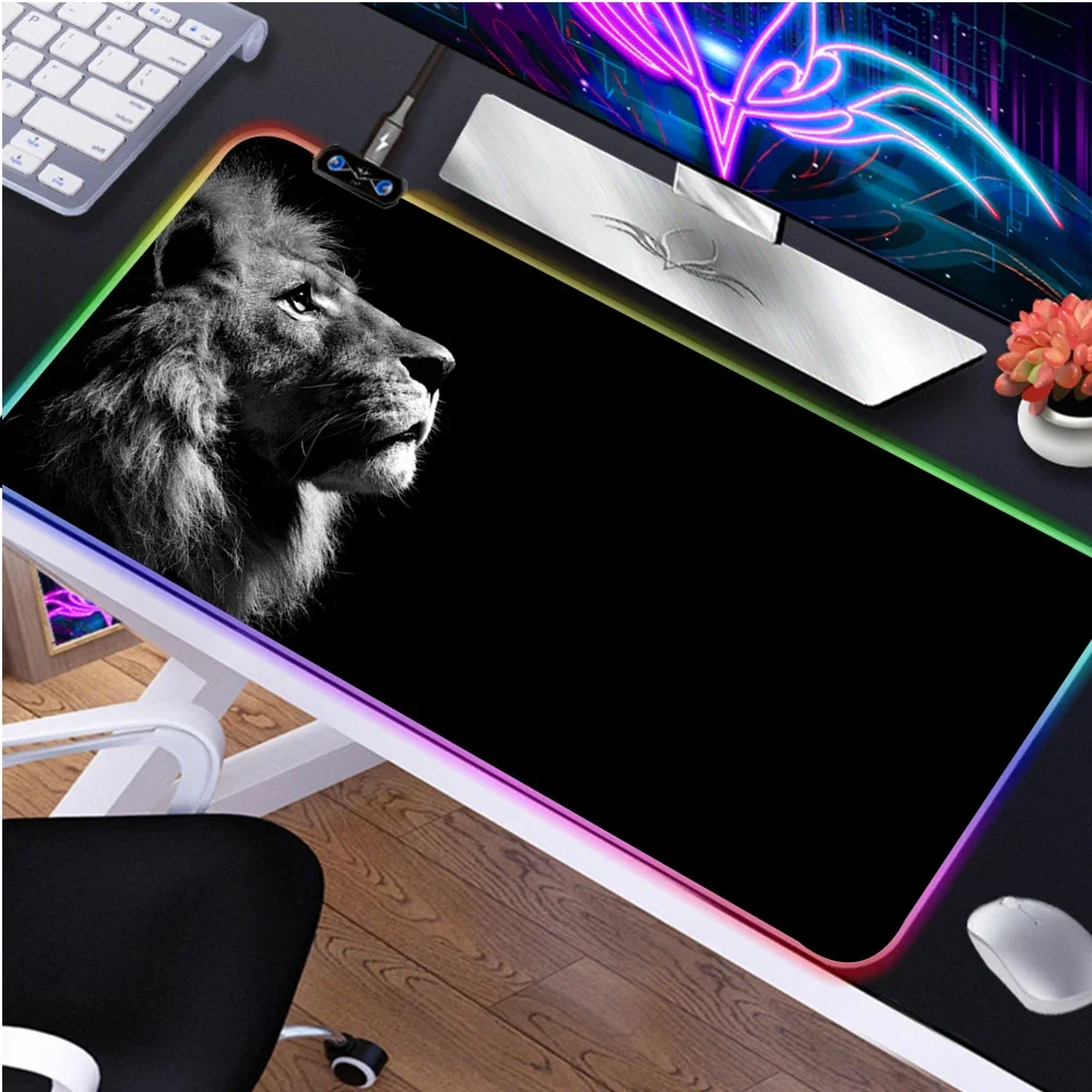 

Lion funny animal Customized Gaming RGBmousepad Desk Table Protect Gamer Office Large Mouse Mat pad X XL Non-slip Laptop Cushion