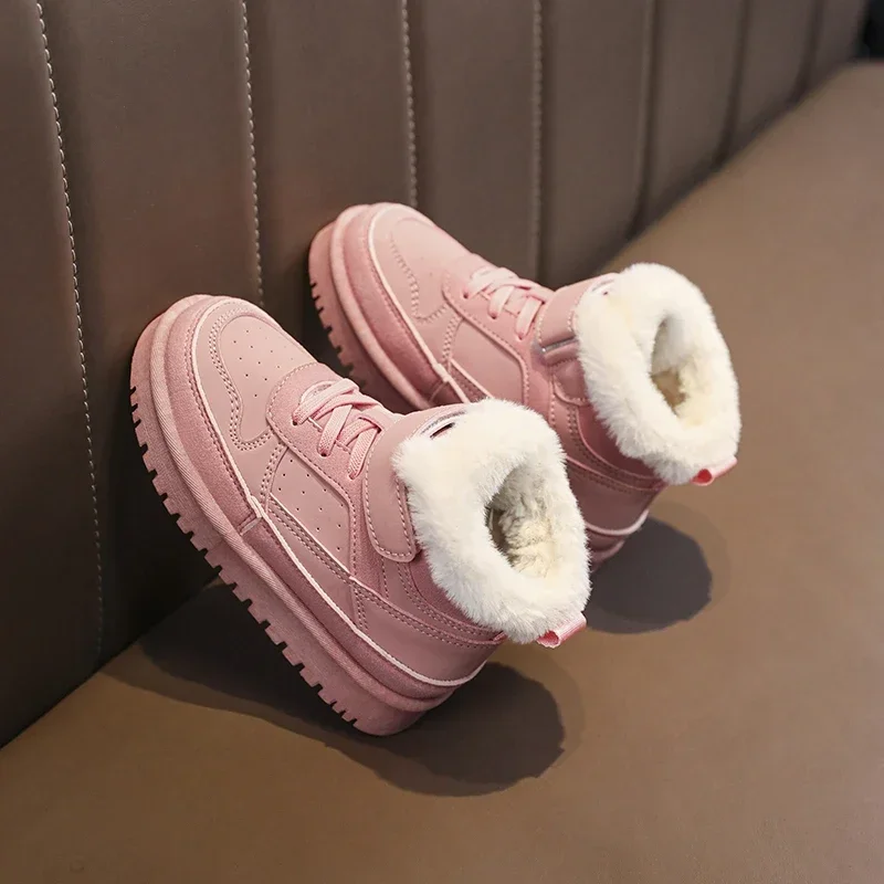 Stivali da neve per bambini Furry Warm Plush scarpe Casual ragazze ragazzi bambini stivali inverno Trendy All-match stivali di cotone per bambini resistenti all'usura