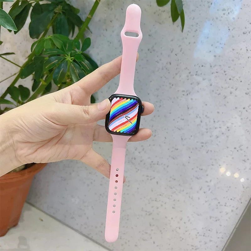 Slim strap for Apple watch band 44mm 40mm 38mm 42mm ultra 49mm Silicone bracelet correa iWatch series 6 se 5 4 3 7 8 45mm 41mm