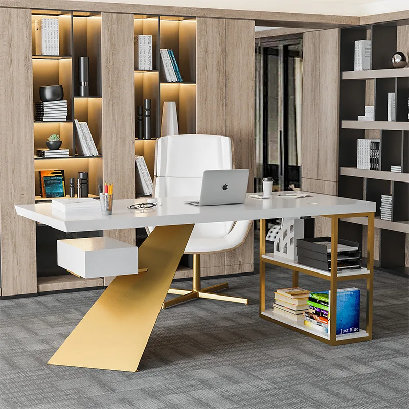 Nordic light luxury solid wood desk bedroom study computer desk simple office desk boss table home creative workbench